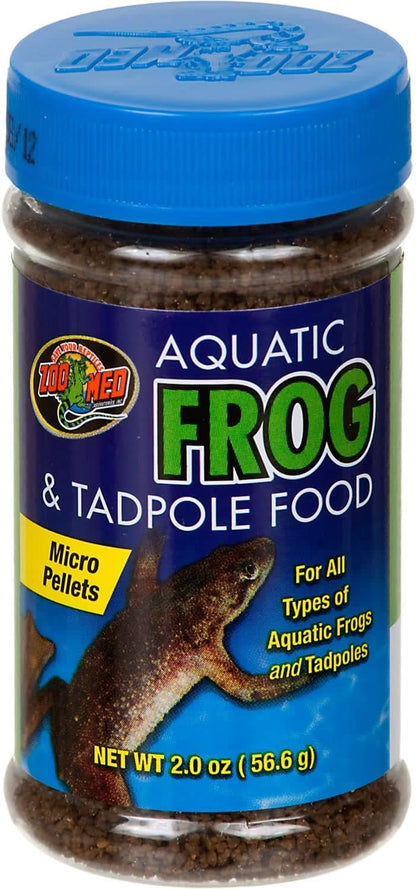 Authentic USA imported Zoo Med aquatic frog food packaging showing ingredients list