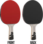 PRO-SPIN carbon performance level racket highlighting the high tack 2.0mm offensive sponge surface.