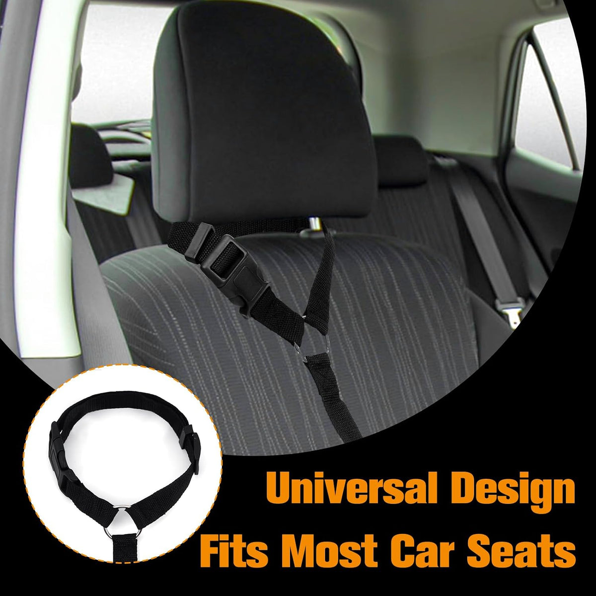 Car headrest attachment loop for pet safety belt