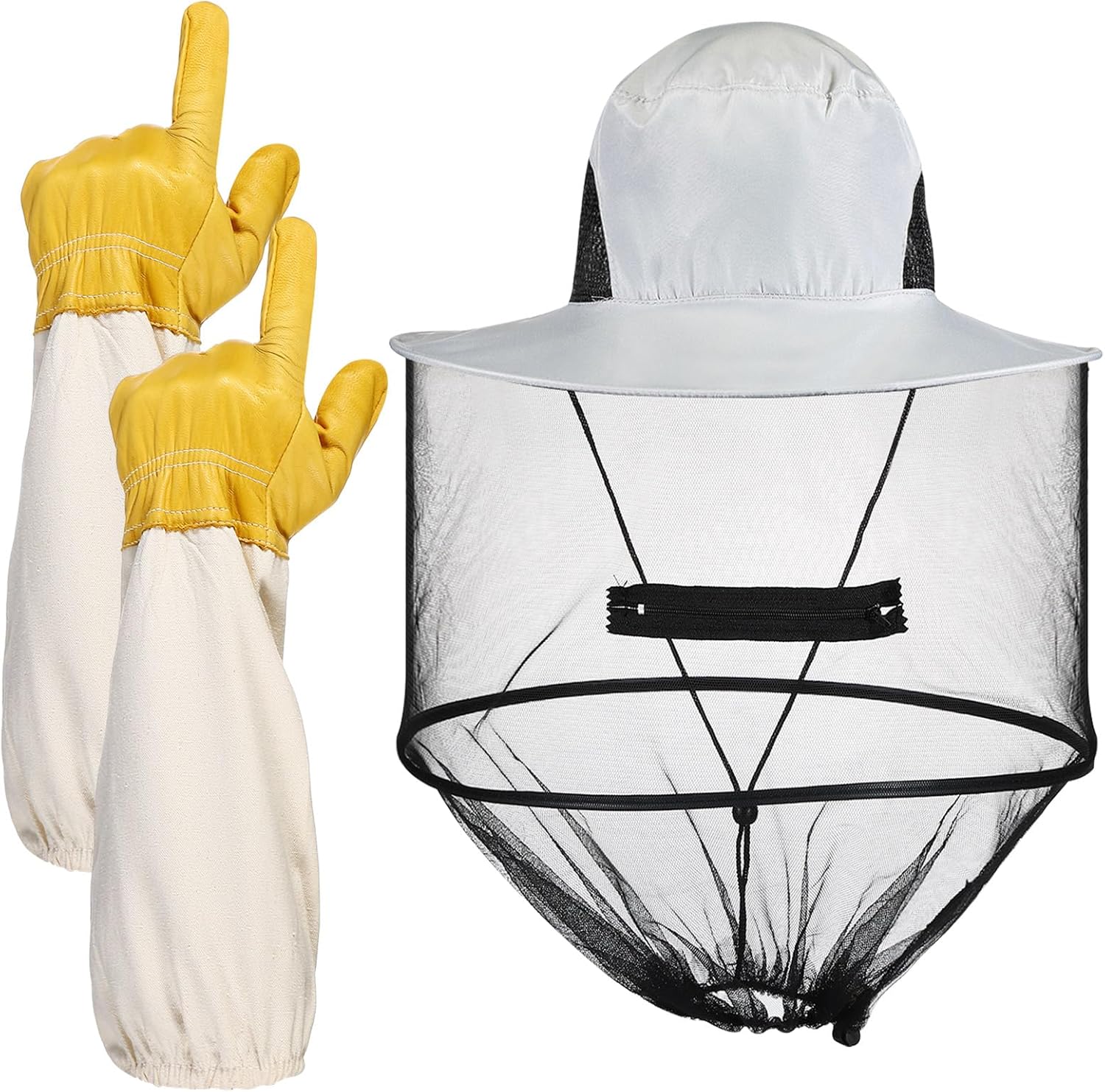Xuhal beekeeping gloves and hat set front view