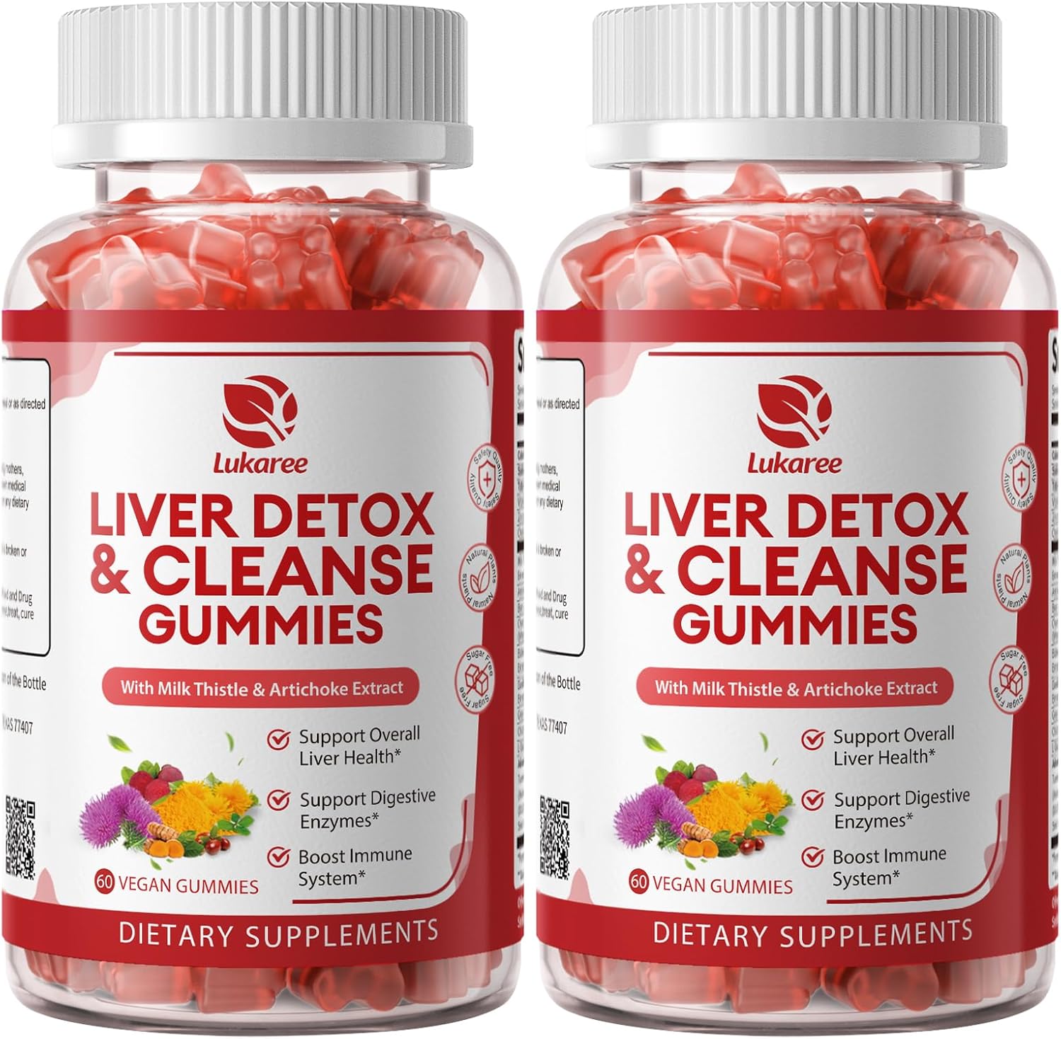 Lukaree Liver Cleanse Detox Gummies 2 Pack front bottle view