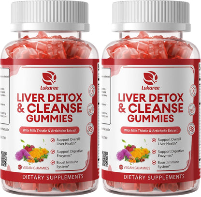 Lukaree Liver Cleanse Detox Gummies 2 Pack front bottle view