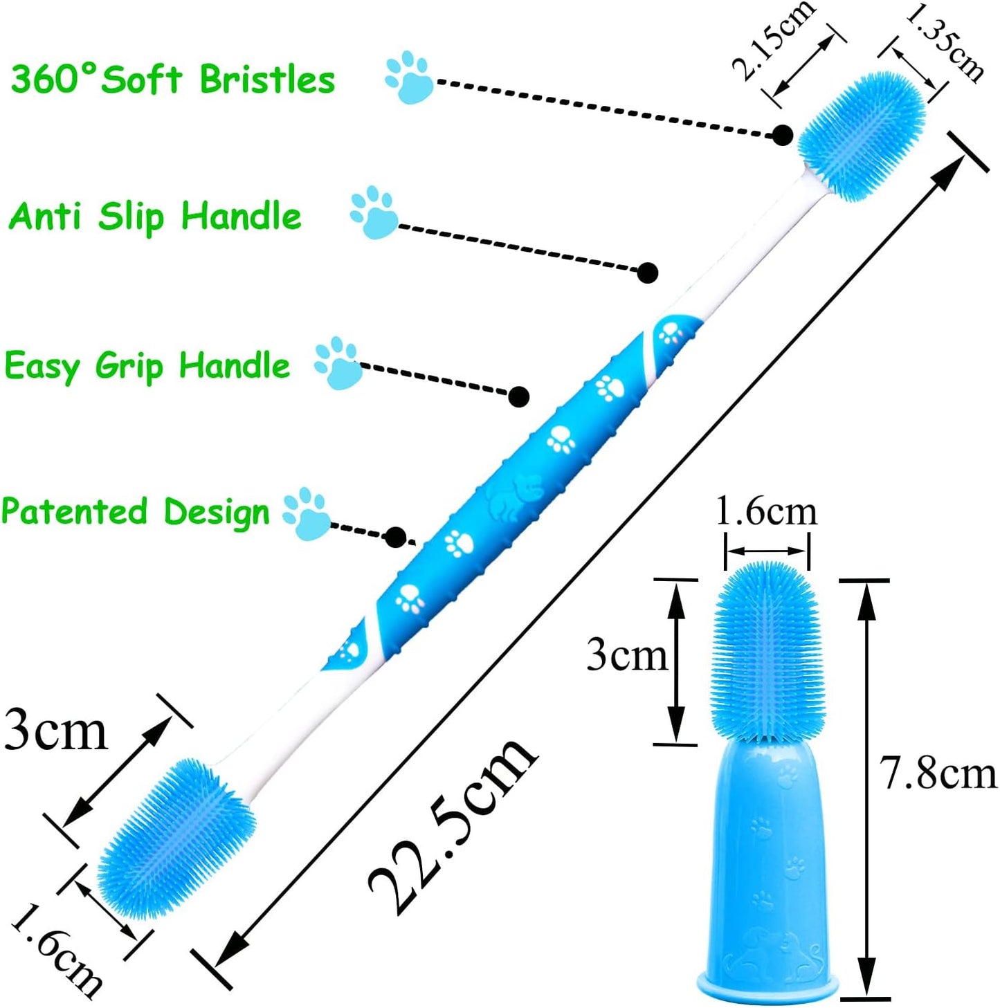 PenVinoo dog toothbrush packaging and included finger brushes back view
