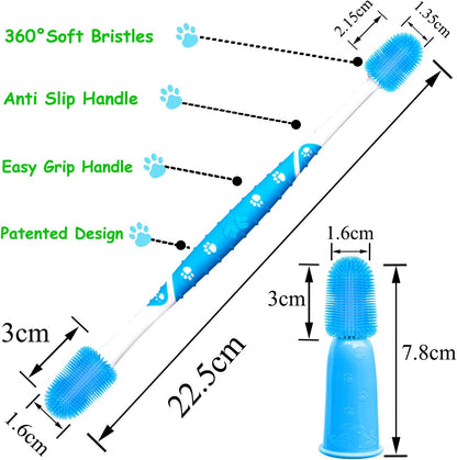 PenVinoo dog toothbrush packaging and included finger brushes back view