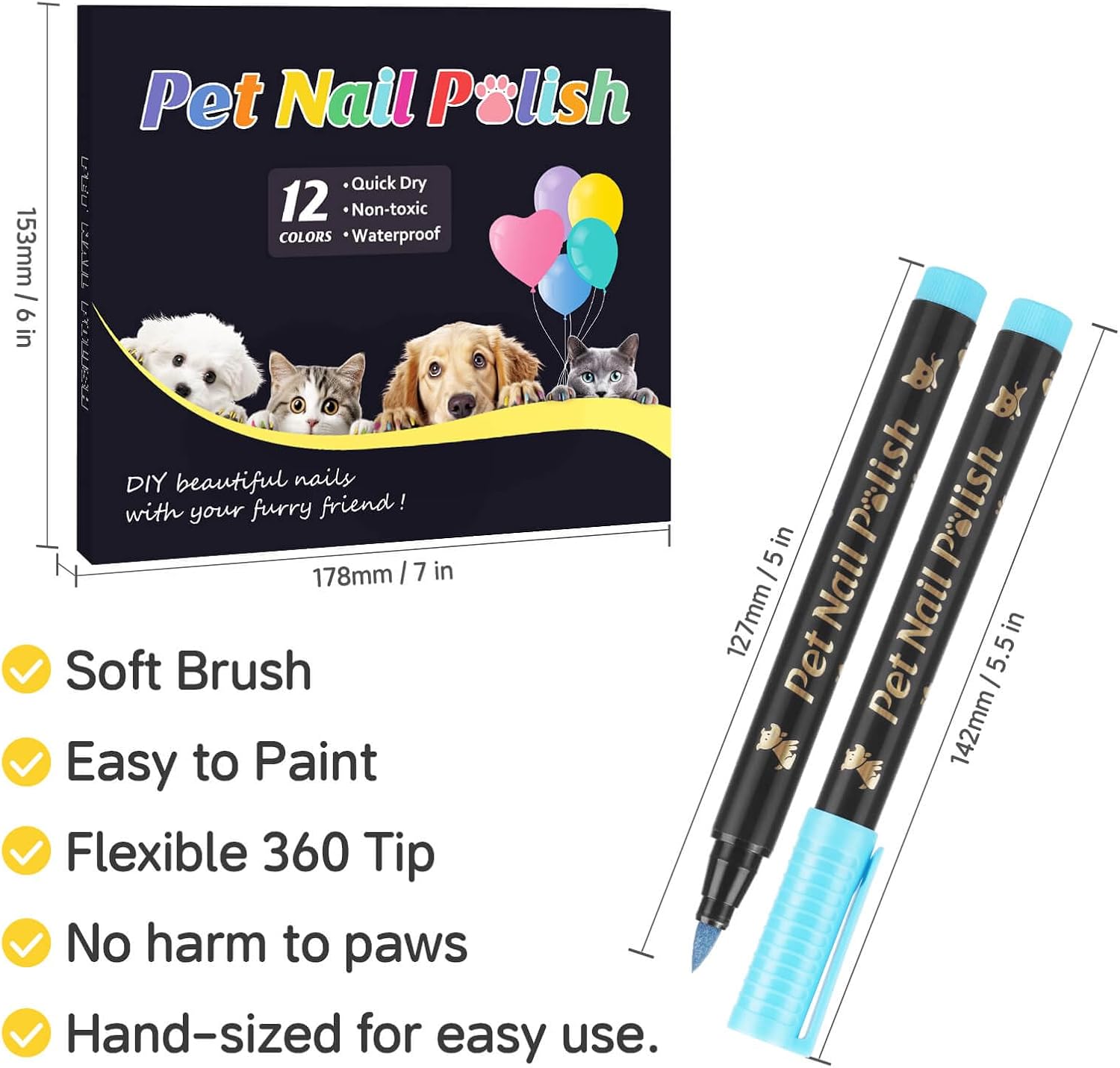 Pet grooming kit with 12 piece nail art pens