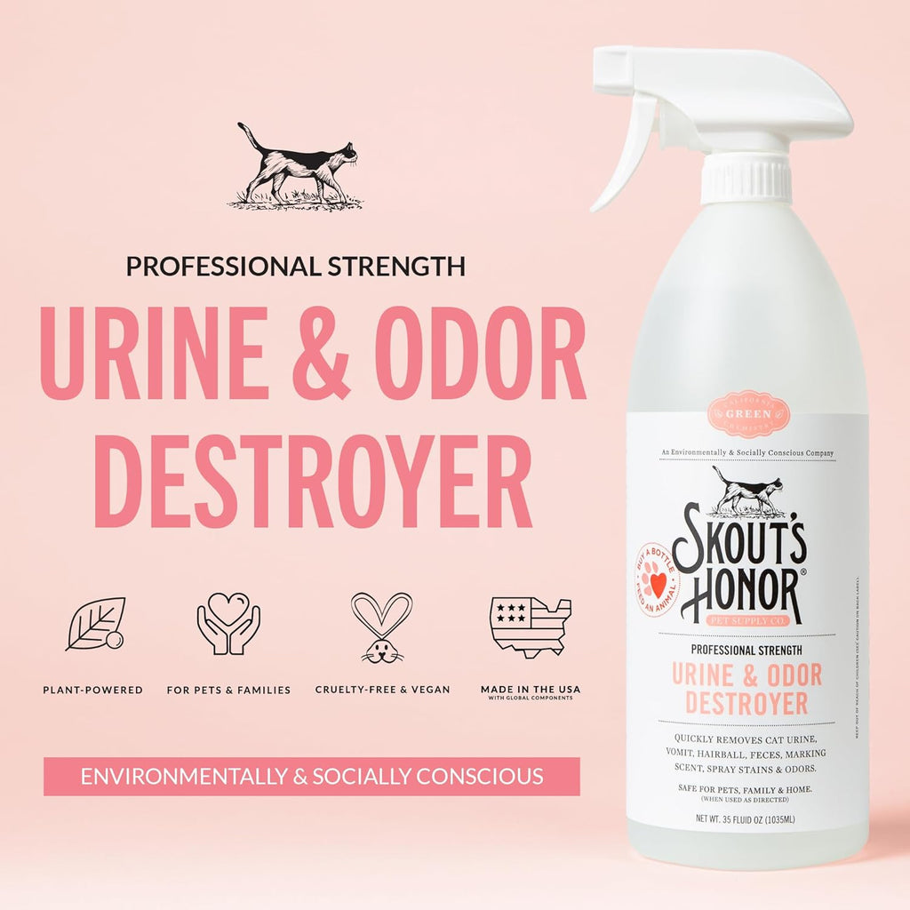 Skouts Honor plant powered cat urine eliminator 35 ounce bottle packaging