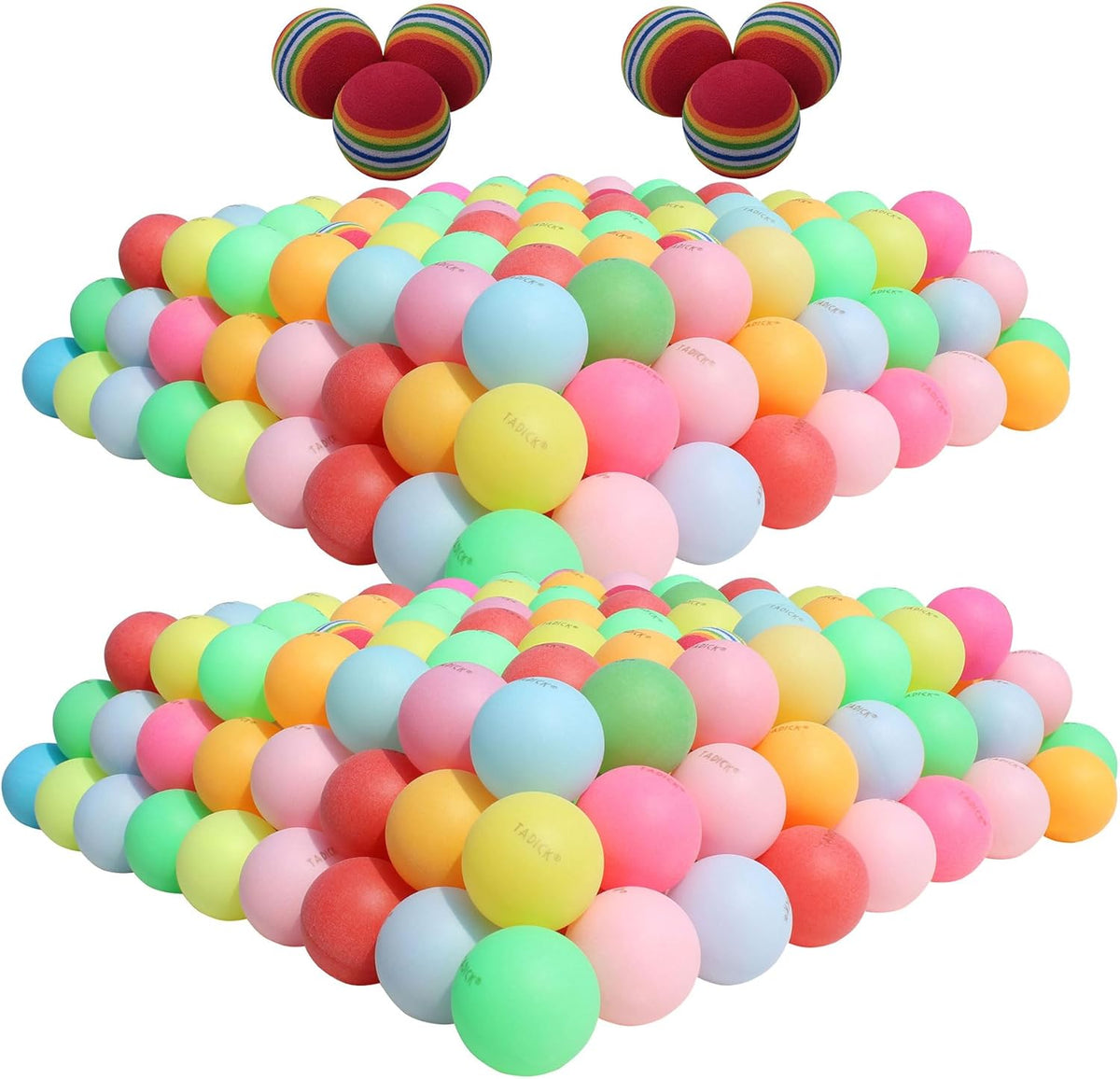 Tadick colored ping pong balls 200 pack front view