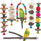 Bird Perch Bird Toys Parakeet Toys,Bird Cage Accessories Wooden Chew Toys Perch Stand for Parrot Conure Cockatiel Lovebird Parrotlet Budgie Finches and Other Small to Medium Sized Birds - Image 1