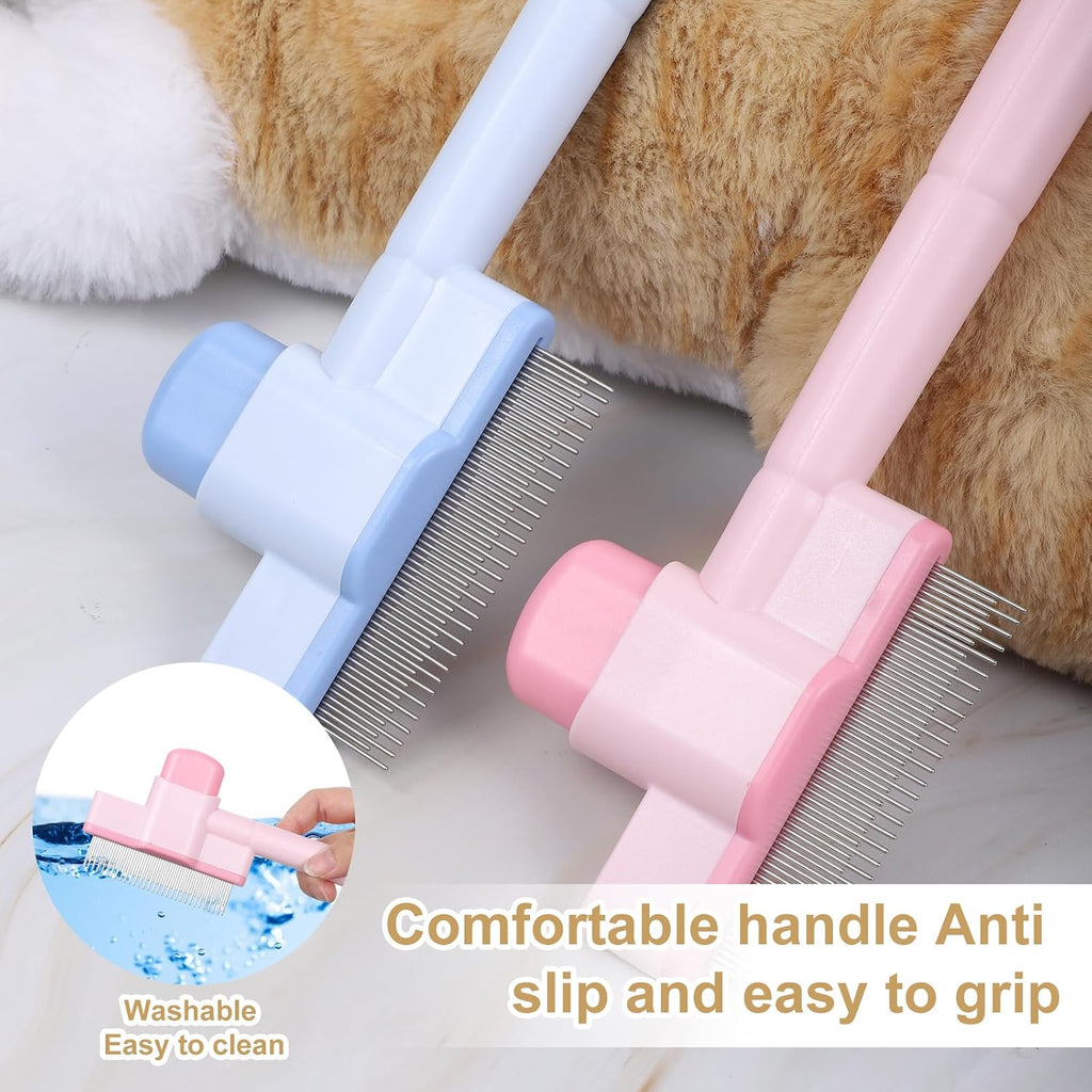 YBEATY two piece kitten flea comb in blue and pink colors for tick removal
