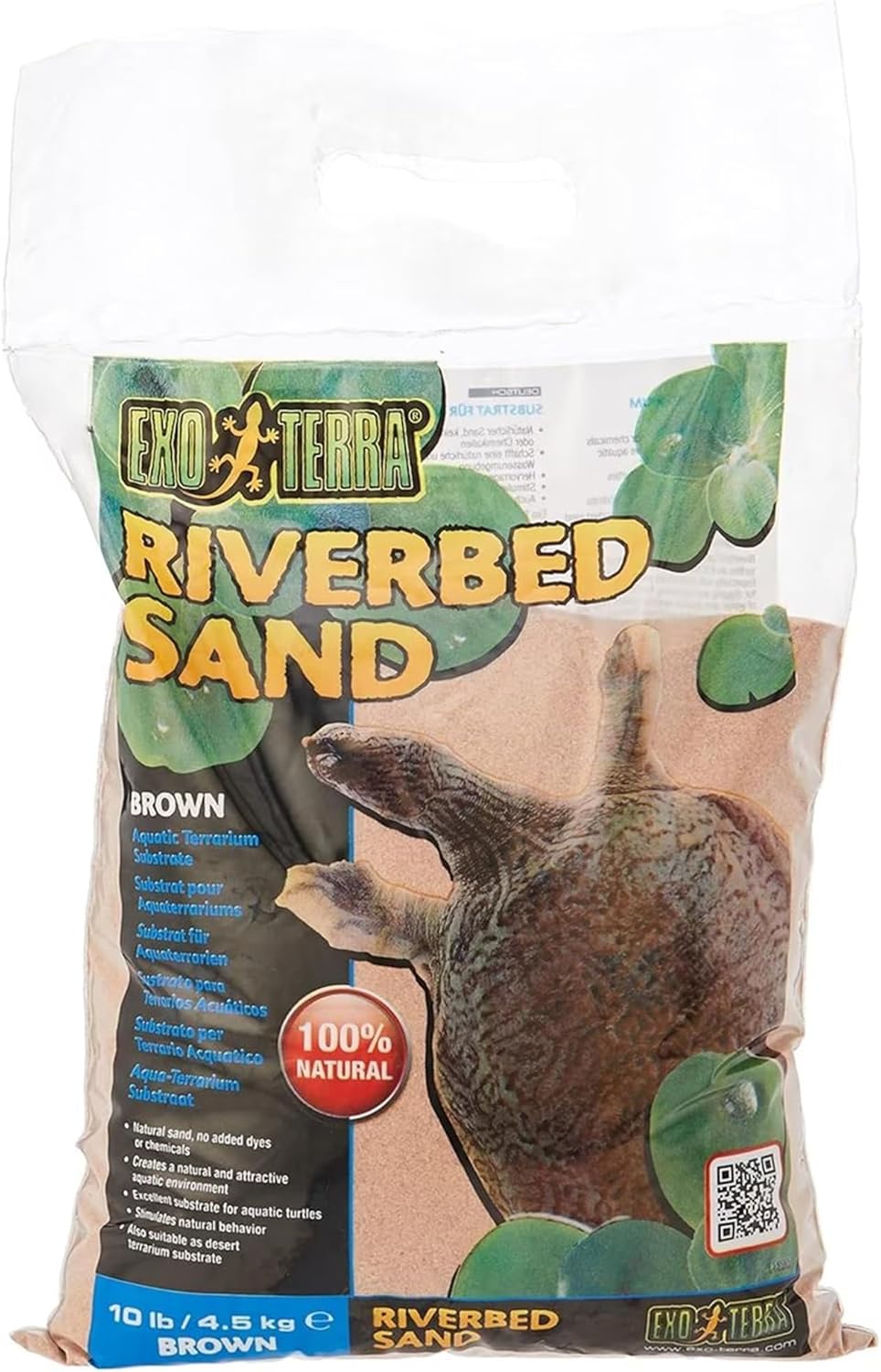 Side view of Exo Terra Riverbed Sand 10 pound packaging