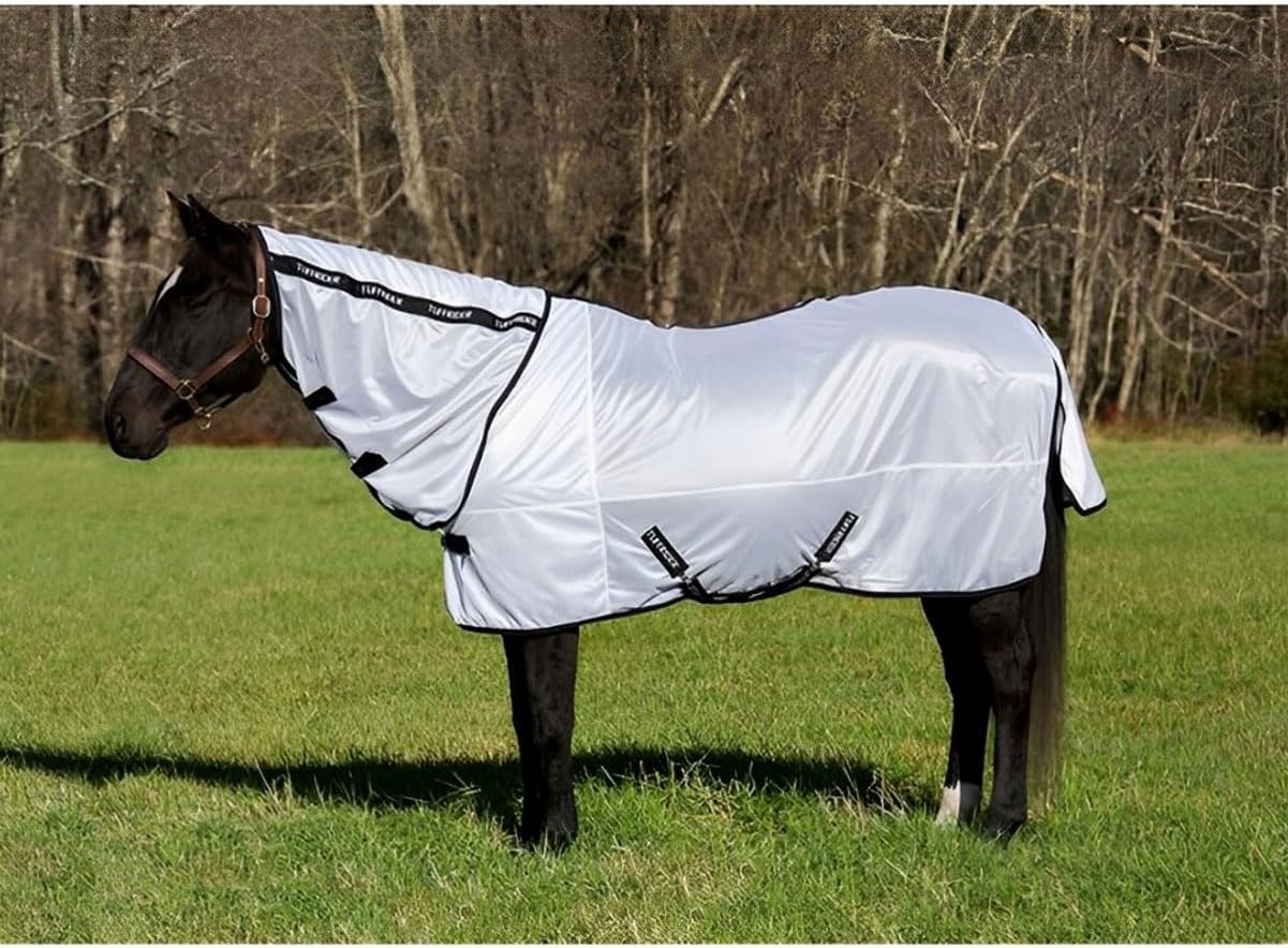 Adjustable surcingles and leg straps on TuffRider fly sheet