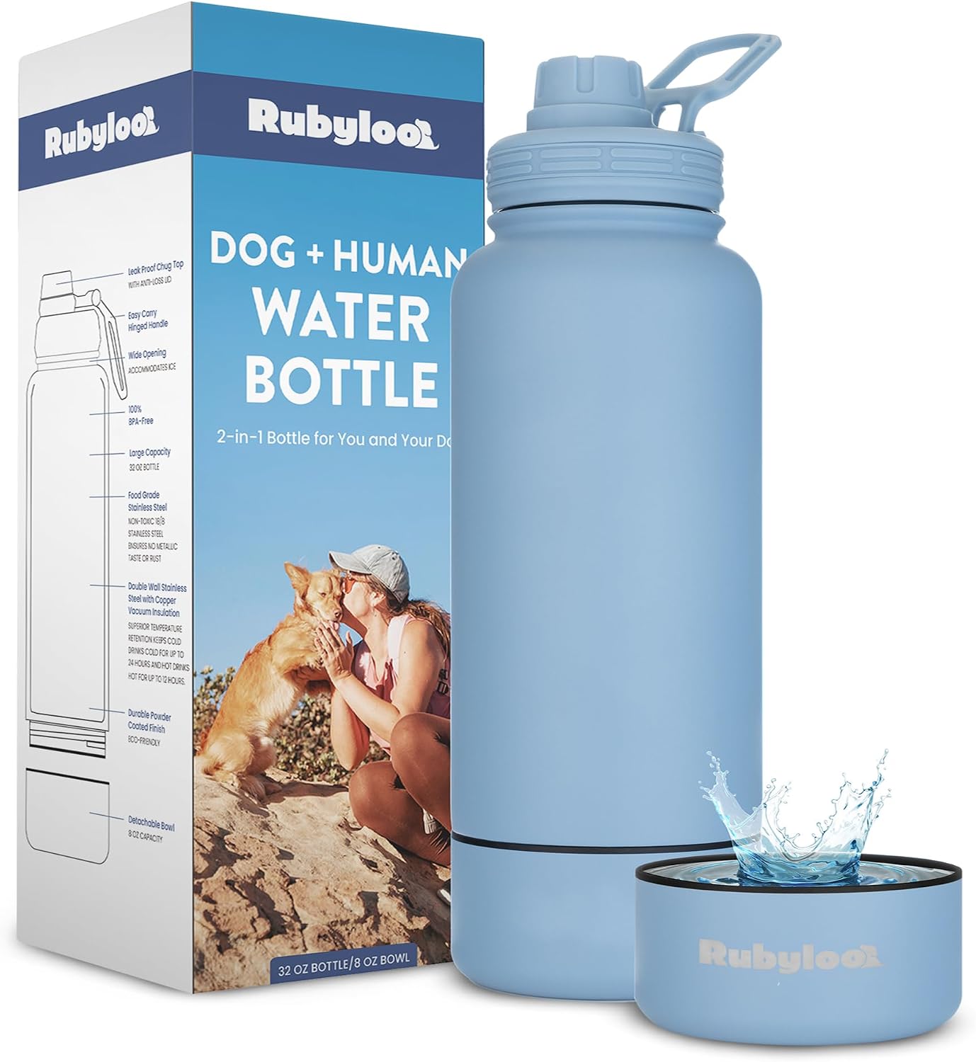 Dog Mom Water Bottle - 32 oz Stainless Steel Double Wall Insulated with 8 oz Detachable Bowl on Bottom - Cool Dog Mom Gifts for Women for Hiking, Walking, Travel and Everyday Adventures - DM Cream - Image 13
