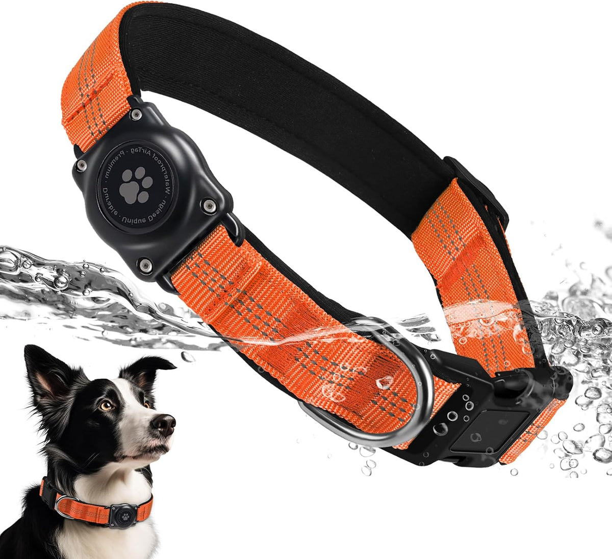 Upgraded AirTag Dog Collar, IP68 Waterproof Air Tag Dog Collar Holder, Reflective, Ultra-Durable, Comfortable Padded, Heavy Duty Dog Collars for Small Medium Large Dogs (M (12.6"-17.1"), Blue) - Image 13