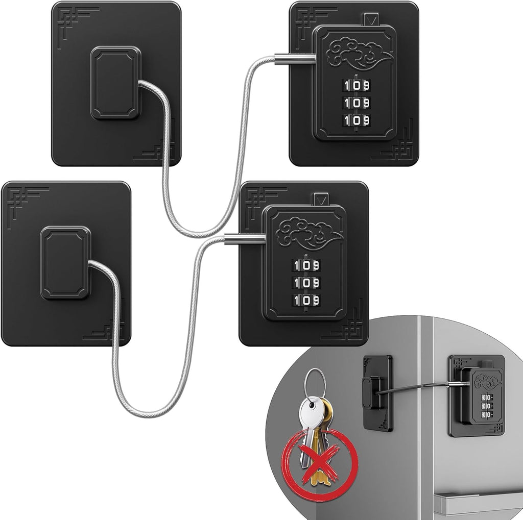 Lexng refrigerator locks 2 pack black front view