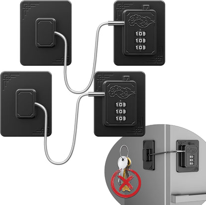 Lexng refrigerator locks 2 pack black front view