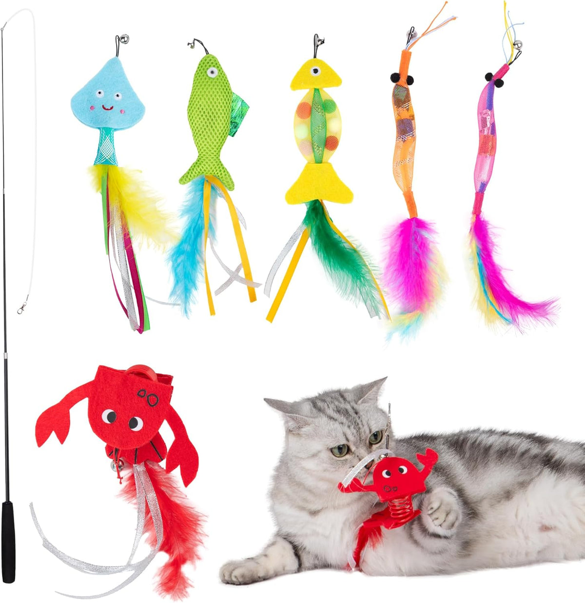 Catify by Best Pet Supplies Interactive Cat Toys - Plush, Motion-Activated & Squeaking Toys with Premium North American Catnip for Indoor Cats & Kittens - Squeaking Mice Set, Beige & Gray - Image 10