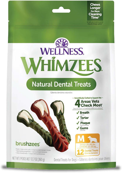 Wellness WHIMZEES Brushzees Natural Dog Dental Treat, VOHC Accepted Chews, Freshens Breath, Extra-Small Size, 4.2 oz Bag, 16 Count - Image 9