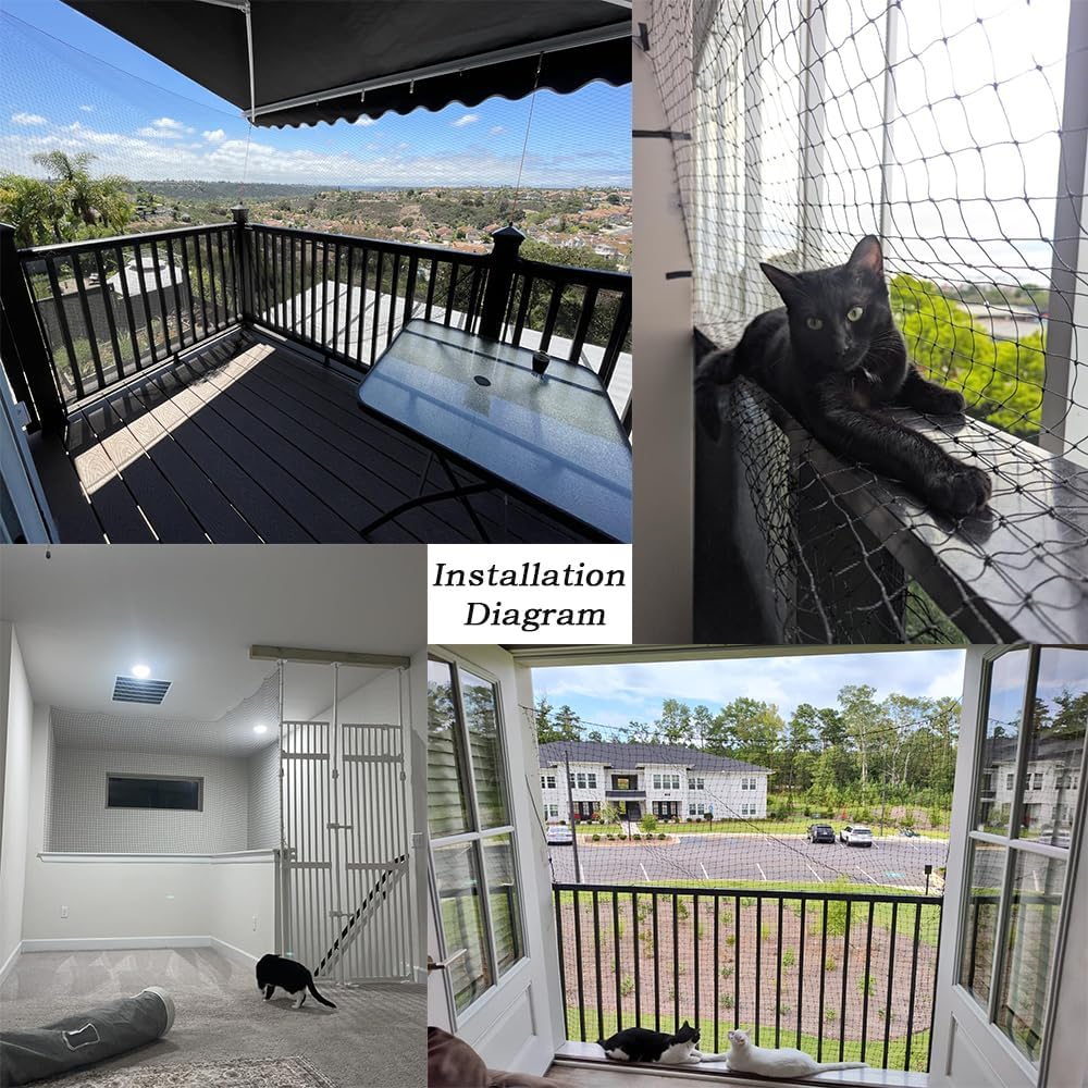 Installation example of Junflying cat net on apartment balcony