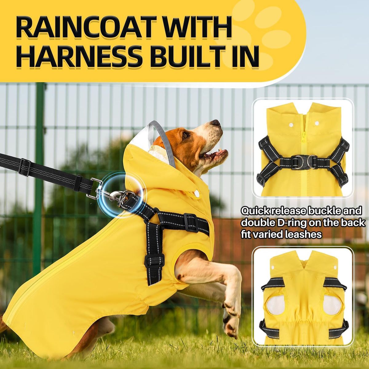 Lukovee pet poncho displaying the clear transparent EVA hood from a side profile