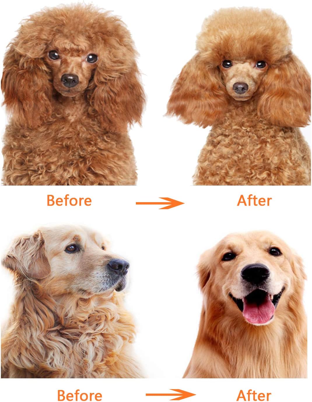 SPDTECH pet comb demonstrating deep coat penetration on long haired dogs and cats