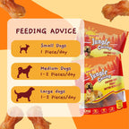 Small to medium breed dog enjoying a Jungle Calling dental chew bone