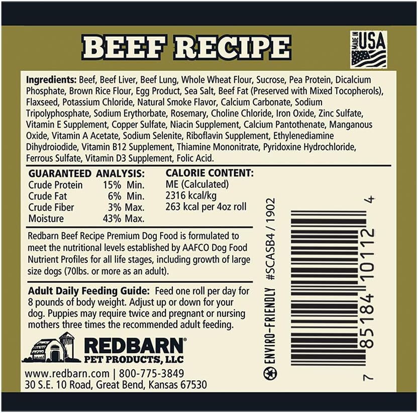 Redbarn Beef Roll nutritious semi-moist dog food packaging
