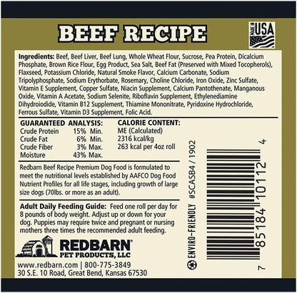 Redbarn Beef Roll nutritious semi-moist dog food packaging