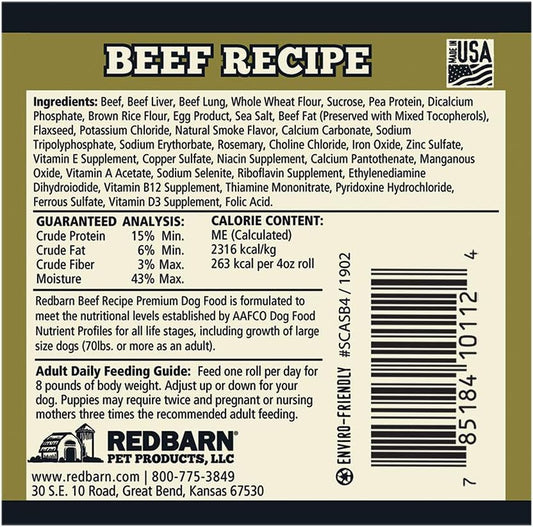 Redbarn Beef Roll nutritious semi-moist dog food packaging