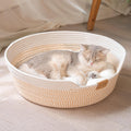 Cheerhome Pets cat bed basket front view with cushion