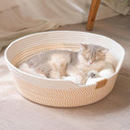 Cheerhome Pets cat bed basket front view with cushion