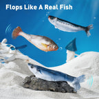Detailed packaging of petgravity bite sized flopping fish cat toys