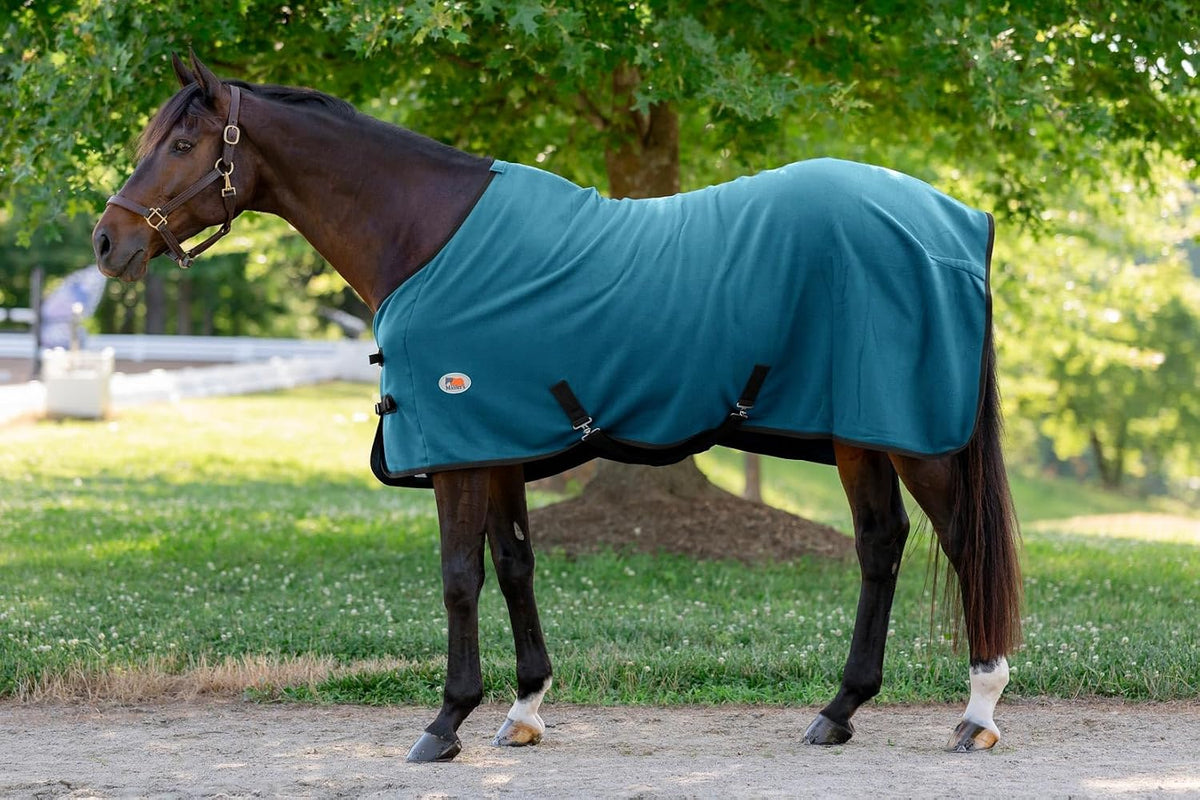 Miller's Standard Neck Fleece Cooler for Horses -Powder Blue with Navy Trim -69 - Image 9
