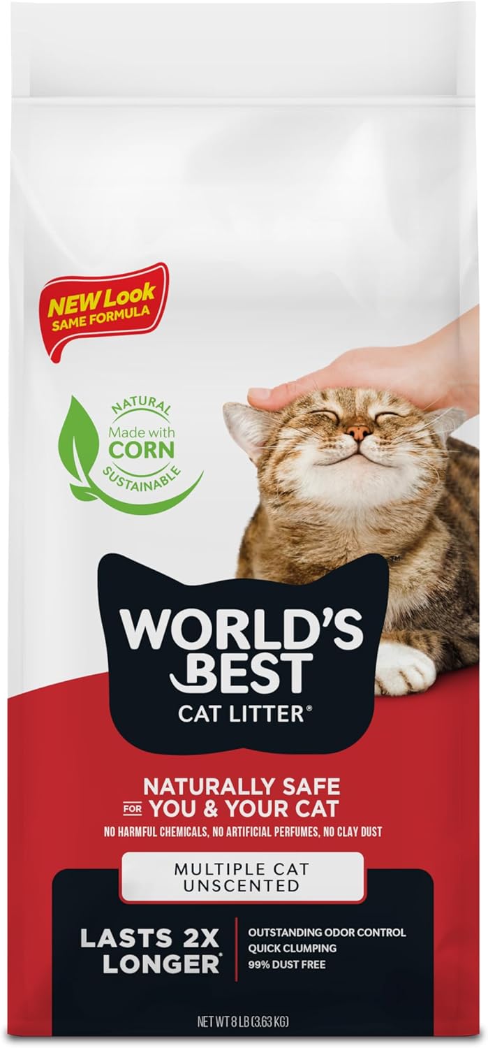 WORLD'S BEST CAT LITTER Multiple Cat Unscented, 15-Pounds - Natural Ingredients, Quick Clumping, Flushable, 99% Dust Free & Made in USA - Long-Lasting Odor Control & Easy Scooping - Image 11