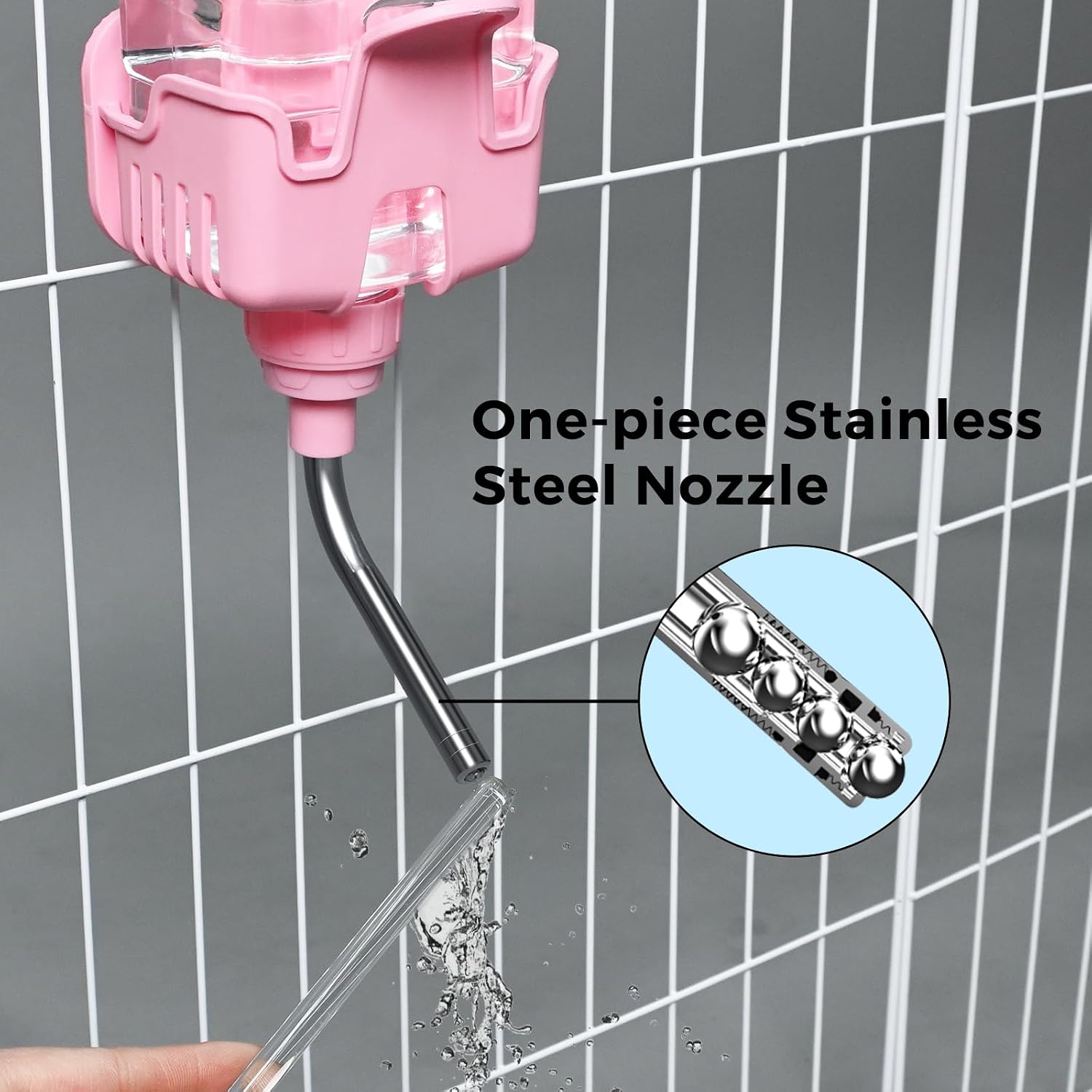 Vannon Small Animal Water Dispenser for Cage, 30oz Auto Feeding Crate Water Bottle for Rabbit, Chinchilla, Ferret, Guinea Pig, Squirrel, Hedgehog, Pet Nozzle Diameter: 10mm, BPA Free, Pink - Image 8
