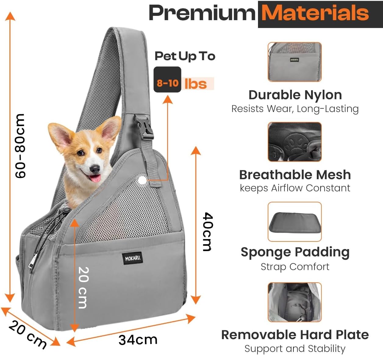 Adjustable padded shoulder strap of dog sling