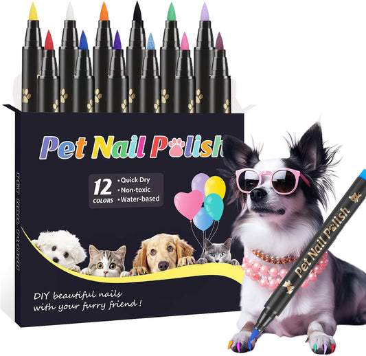 Cheloment dog nail polish pens 12 color set front view