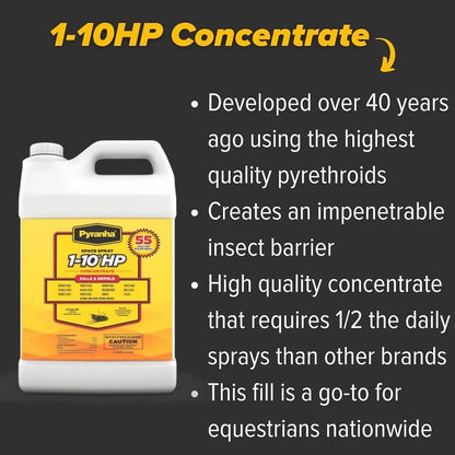 USA imported Pyranha 1-10 HP flying insect killer concentrate packaging for estate pest management