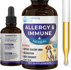 EDUZEBRA Allergy Relief Drops front view of bottle with dropper for dog and cat allergy supplement