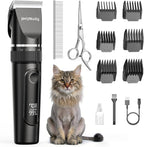 Packaging box of the imported oneisall quiet cat grooming kit for long haired pets.
