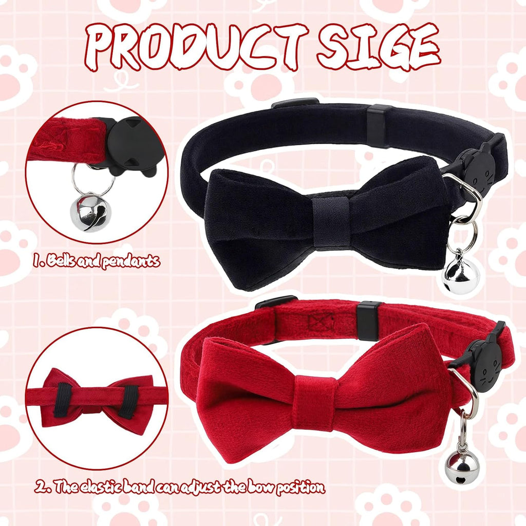 ECNHIVE velvet safety cat collar package showing red and black two count set components