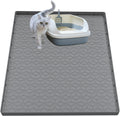 Jacooxi silicone cat litter mat gray front view in home setting