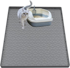Jacooxi silicone cat litter mat gray front view in home setting