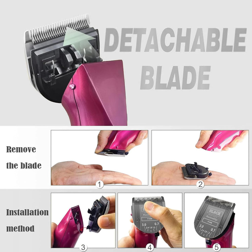 Audoc three piece dog clipper replacement blade set for animal grooming salon maintenance.