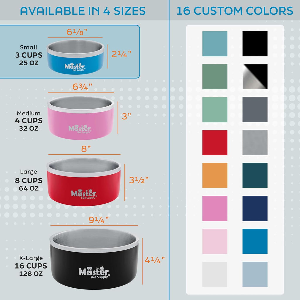 Black Velvet insulated pet water bowl showcasing the double wall thick design