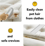 ZOVII imported professional pet vacuum brush clearing loose hair from a white dog coat