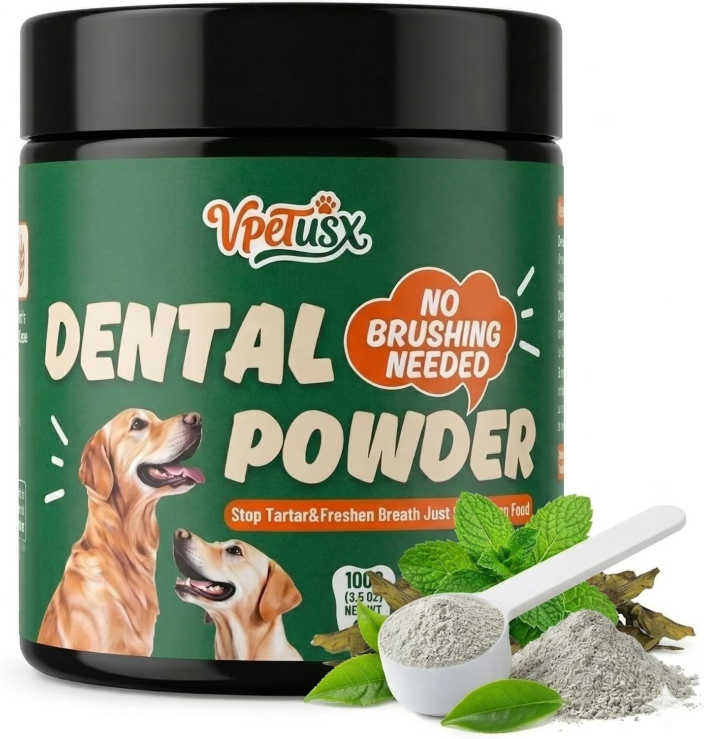 Vpetusx dog teeth cleaning powder front view packaging