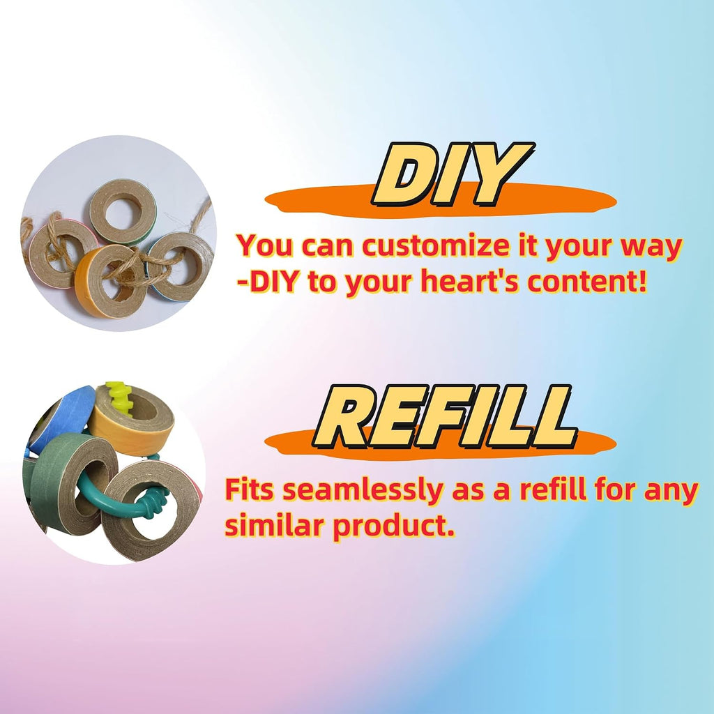Non-toxic bird toy parts showing texture and size