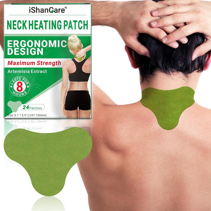 Ishancare Neck Patches 24 count front packaging showing the warming herbal plaster design for joint soreness.