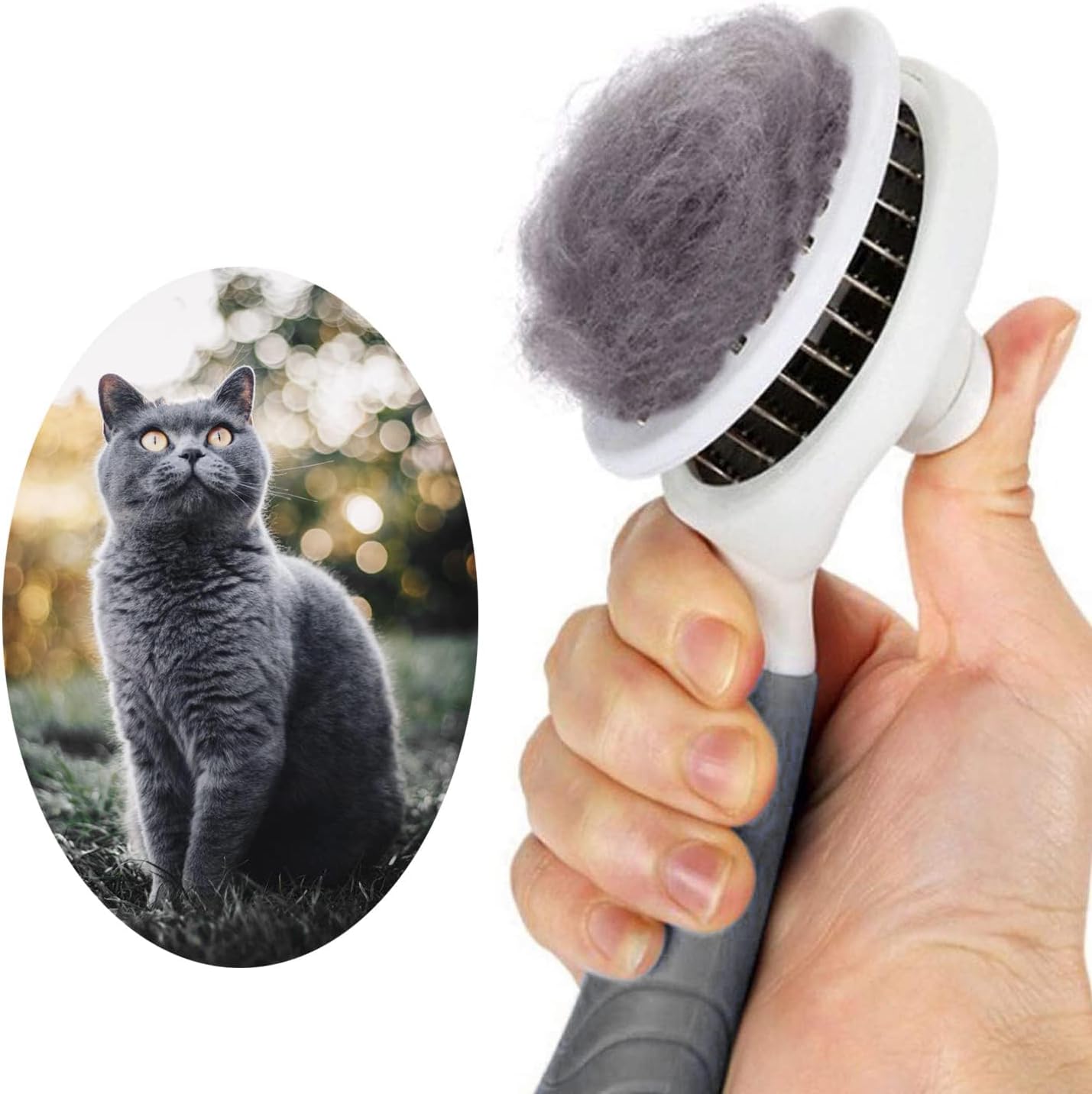 Self Cleaning Slicker Brush - Cat Brush Skin-Friendly Deshedding Grooming Massaging Tool for Long & Short Haired Pets, Cat Hair Brushes Easy Removes Undercoat for Dogs Cats Rabbits - UPGRADED, Blue - Image 9