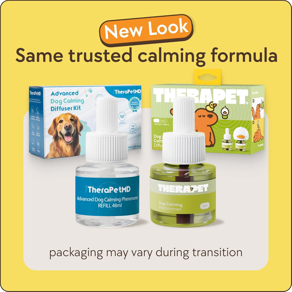 TheraPetMD dog anxiety relief diffuser with two liquid refill bottles